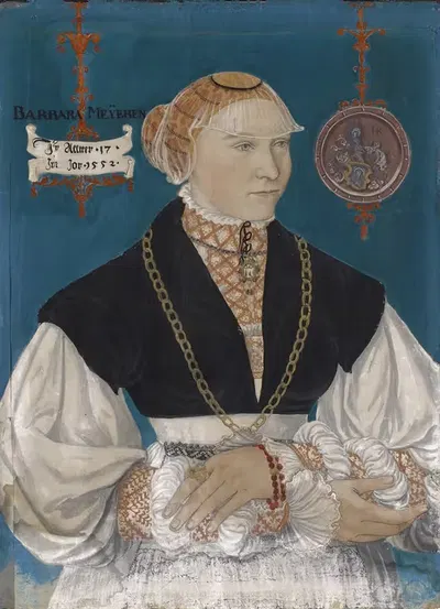 Portrait of Barbara Meyer zum Pfeil, Wife of Hans Rispach by Hans Hug Kluber, 1552 — digital art print download