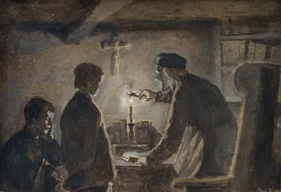 Пастор Сёрэн задувает свечу в канун Нового года by Ханс Смит, 1897 - 1902 — digital art print download