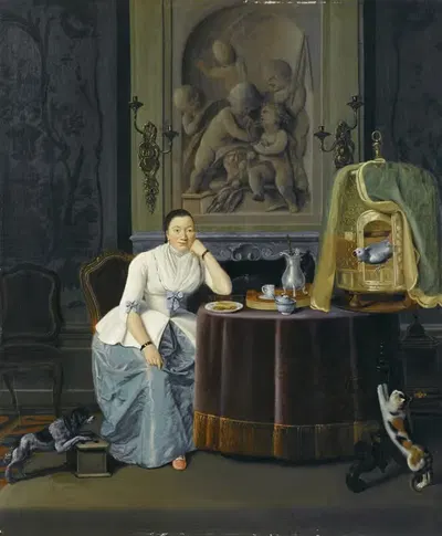 Интерьер с дамой, сидящей за столом by Хендрик Потховен, 1741-1806 — digital art print download