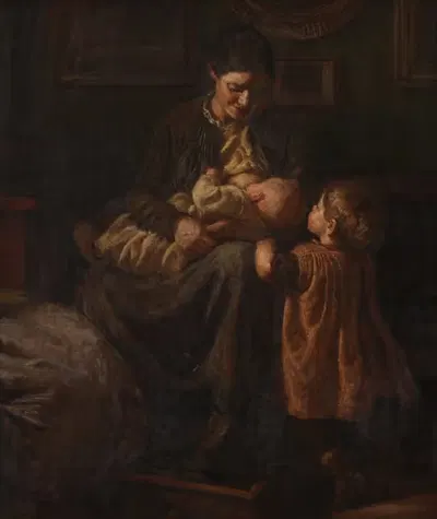 Жена художника с двумя детьми by Йоаким Сковгорд, 1889 - 1890 — digital art print download