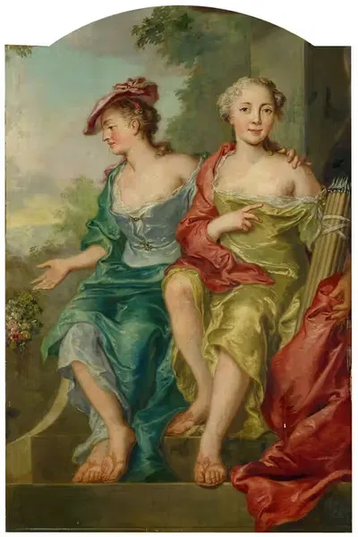Двойной портрет двух дам в роли пастушек by Иоганн Генрих Келлер, 1742 — digital art print download