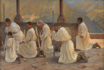 Молитва о дожде. Процессия в Аппеннинах by Иоганнес Вильхельм, 1894 - 1895 — digital art print download