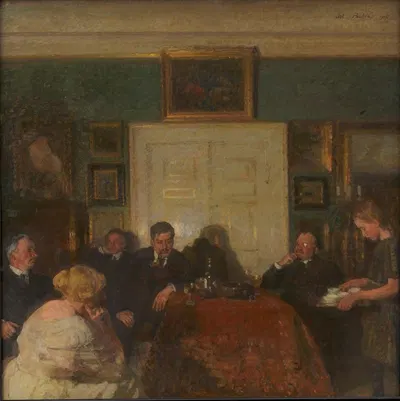 A Party in the Artist's Home by Julius Paulsen, 1915 — digital art print download