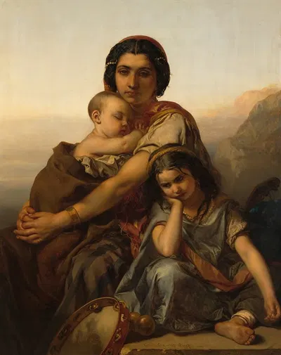 Цыганка с двумя детьми by Луи Галле, 1852 — digital art print download