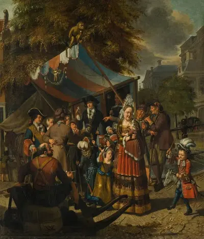 Амстердамская городская сцена с шарлатаном by Маттиас Найвю, 1696 — digital art print download