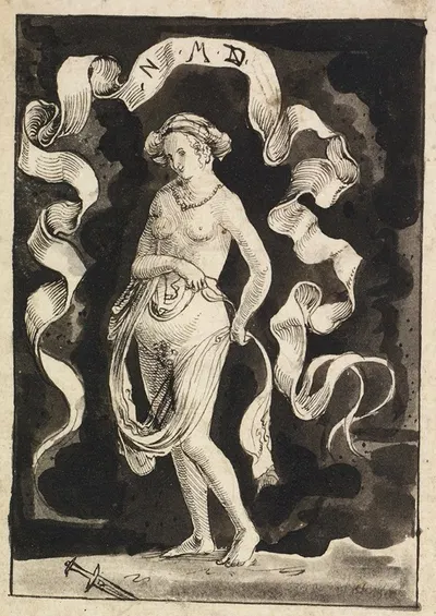 Female nude with a headscarf by Niklaus Manuel, 1512 — digital art print download