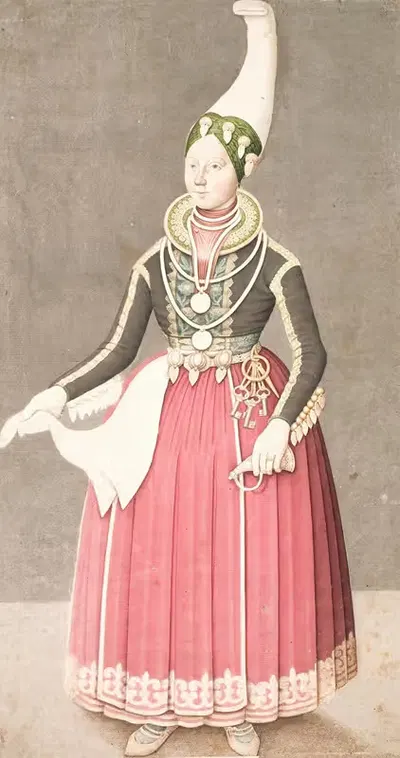 Kvinde iført islandsk bondedragt by Olavius, 1800 – 1814 — digital art print download