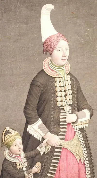 Женщина и девочка в исландских нарядах by Олавиус, 1800 – 1814 — digital art print download