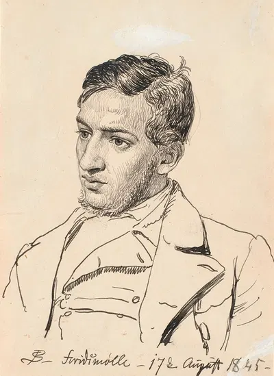Portræt af maleren Carlo Dalgas. by П. К. Сковгорд, 1844 - 1845 — digital art print download