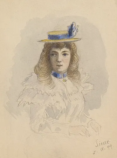 Frau mit Hut von vorne by Пауль Франц Отто, 1899 — digital art print download