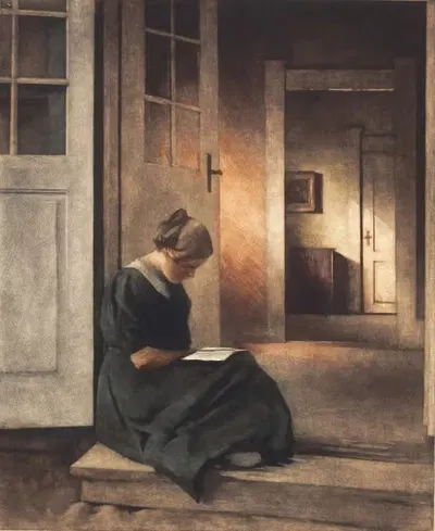 I havedøren by Peter Ilsted, 1913 — digital art print download