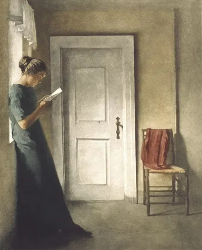 Interiør med et rødt sjal by Peter Ilsted, 1913 — digital art print download