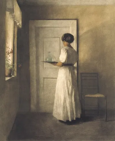 Ung pige med en bakke by Peter Ilsted, 1915 — digital art print download