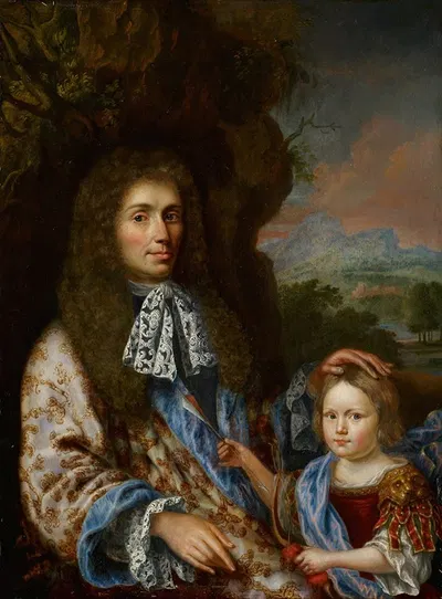 Portrait of a Noble Man with his Little Son by Pieter Leermans — digital art print download