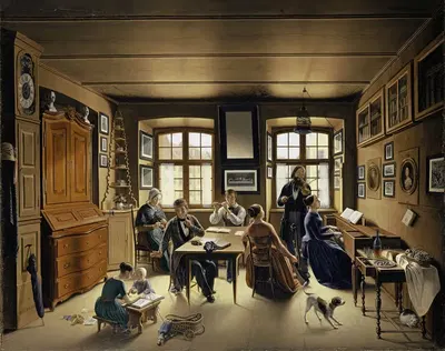 A Family Concert in Basel by Sebastian Gutzwiller, 1849 — digital art print download