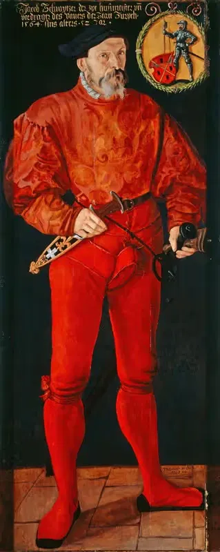 Портрет цюрихского знаменосца Якоба Швицера by Тобиас Штиммер, 1564 — digital art print download