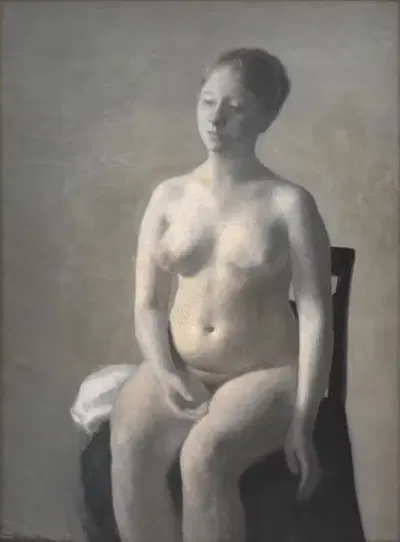 Seated Female Nude by Vilhelm Hammershøi, 1889 — digital art print download