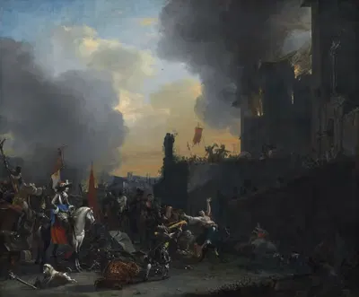 Солдаты грабят и сжигают монастырь by Виллем Шеллинкс, 1641 - 1678 — digital art print download