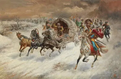 A Cossack Caravan In A Winter Landscape by Adolf Baumgartner-Stoiloff — digital art print download