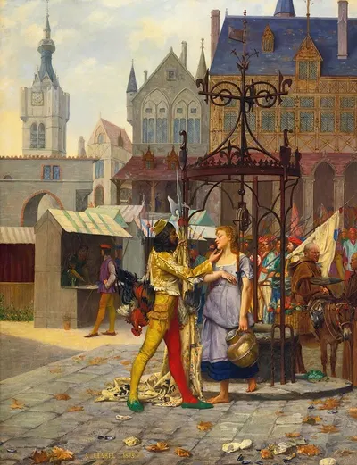 Флирт на городской площади by Адольф-Александр Лесрель, 1873 — digital art print download