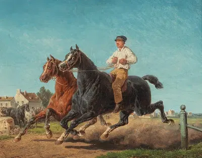 На конном рынке by Бернар Эдуар Свебах, 1865 — digital art print download