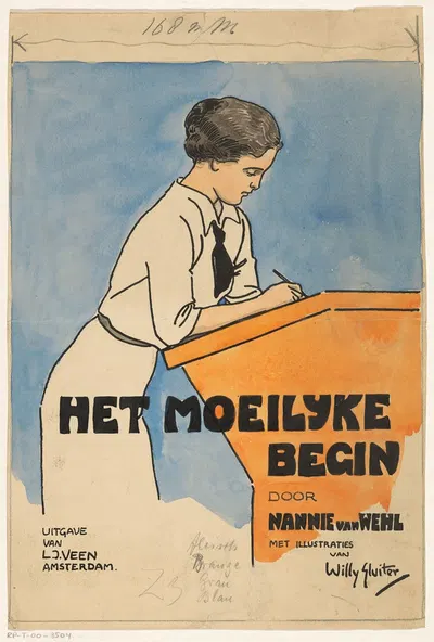 Bandontwerp voor; Nannie van Wehl, Het moeilijke begin, 1915 by Вилли Слуйтер, 1915 — digital art print download