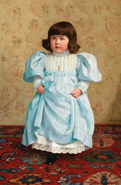 Девушка в синем платье by Доминик Скутецкий, 1894 — digital art print download