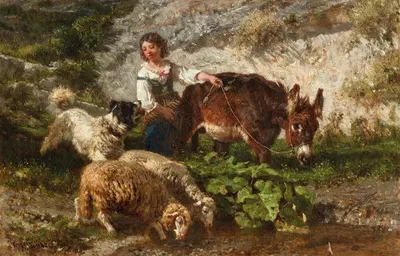 Молодая пастушка by Филиппо Палицци, 1858 — digital art print download