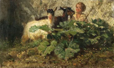 Козленок с пастушонком by Филиппо Палицци, 1862 — digital art print download