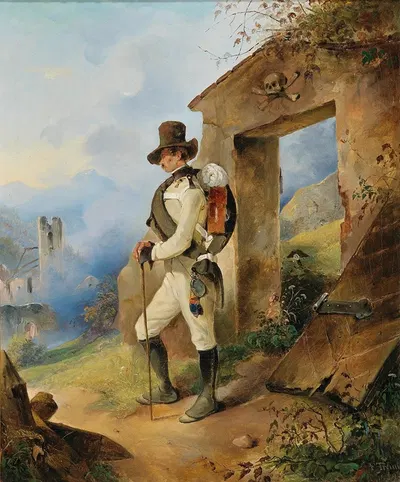 Имперский и королевский пехотинец перед руинами by Фридрих Иоганн Тремль, 1839 — digital art print download
