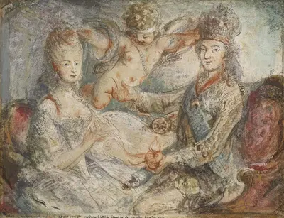 Людовик XVI и Мария-Антуанетта, коронованные любовью by Габриэль де Сент-Обен, 1775 — digital art print download