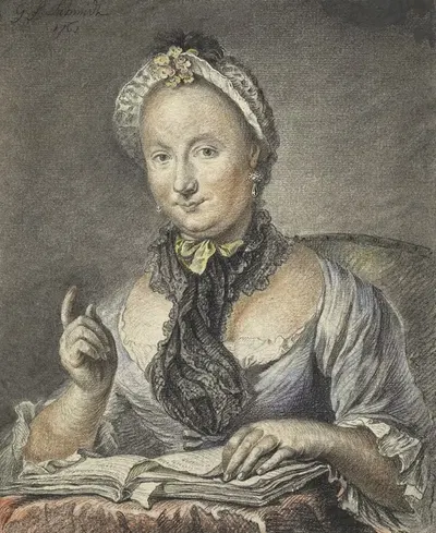 Жена художника с книгой by Георг Фридрих Шмидт, 1752 — digital art print download