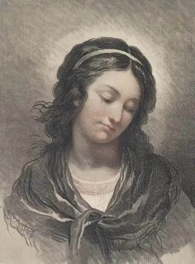 Голова женщины, смотрящей вниз by Жиль Демарто старший, c. 1788 — digital art print download