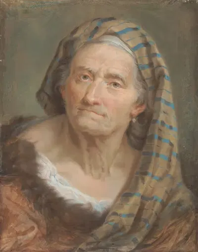 Пожилая женщина в полосатом шалевом платке by Джузеппе Ногари, 1740-1743 — digital art print download