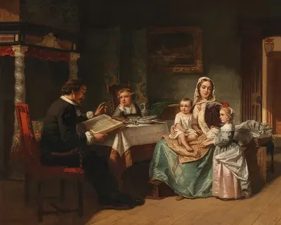 The Storyteller by Hendrik Jacobus Scholten, 1854 — digital art print download