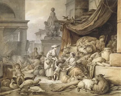 Рыночная сцена с фантастической скульптурой by Жан-Батист Уэ, 1797-1798 — digital art print download