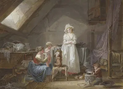 Молодая французская маркиза в изгнании в Лозанне by Жан-Батист Малле, 1789 — digital art print download