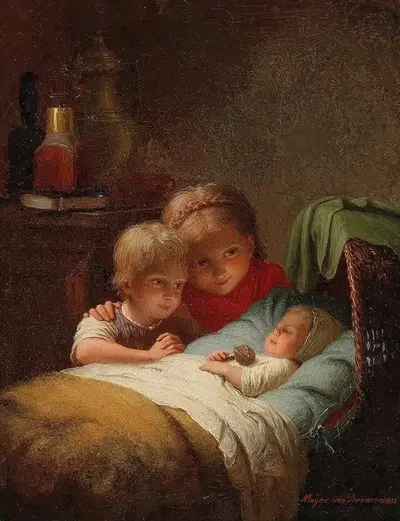 Well-Guarded Sleep by Johann Georg Meyer von Bremen, 1852 — digital art print download