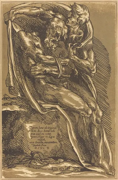 Обнаженный мужчина, сидящий с завязанными руками by Джон Скиппе, 1782 — digital art print download