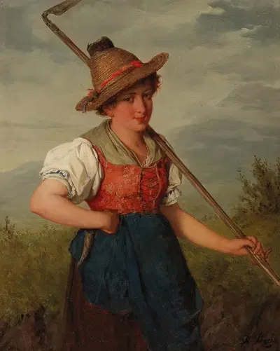 Portrait Of A Young Girl In Traditional Costume by Josef Büche — digital art print download