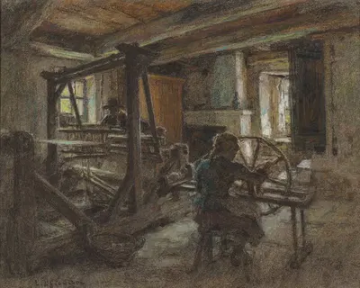 Хижина ткача by Леон Огюст Лермиц, c. 1895 — digital art print download