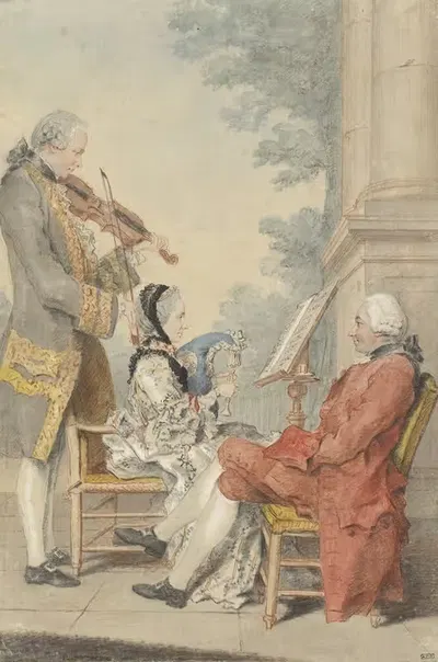 Месье и мадам Близе с месье Леруа, актером by Луи Карроджис Кармон텔, c. 1765 — digital art print download