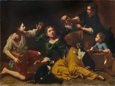 Children Playing With Cats And A Mouse by Master of the Armenti — digital art print download