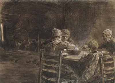 East Frisian Peasants Eating Supper by Макс Либерман, 1893 — digital art print download