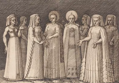 Eight Ladies In Ancient Costumes by Melchior Lorck, 1567-1573 — digital art print download