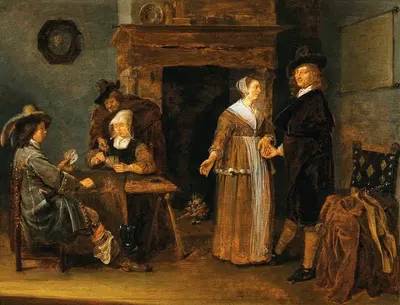 Смешанная компания, играющая в карты by Квирийн Ван Бреекеленкам, 1648 — digital art print download
