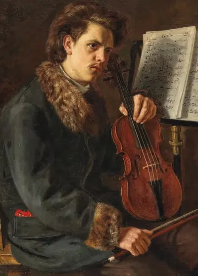 The Violinist by Raphael Rosenberger, 1875 — digital art print download