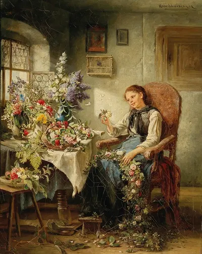 A Garland Of Flowers by Rosa Schweninger — digital art print download
