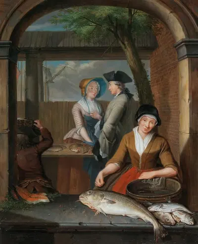 Рыбный торговец by Тибут Регтерс, 1755 — digital art print download