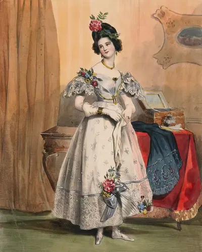11 Heures Du Soir. Portrait from Les Dix-huit Heures d'une Parisienne by Achille Devéria, c. 1830 — digital art print…